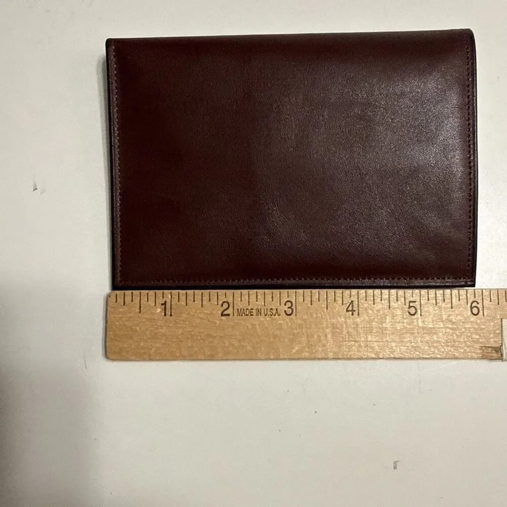 Vintage Rolfs Passport Case Billfold Mens Wine Brown Leather Golden Circle NIB